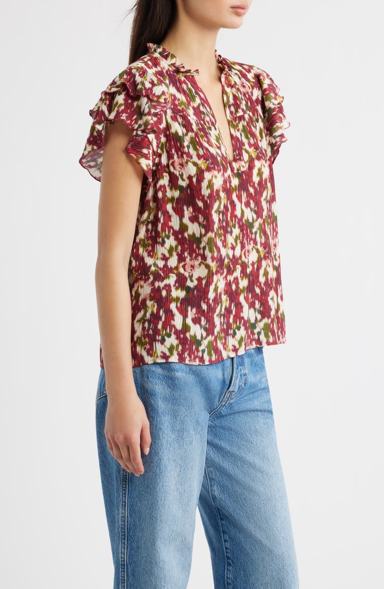 Rails Calista Floral Flutter Sleeve Top, Alternate, color, Cardinal Floral