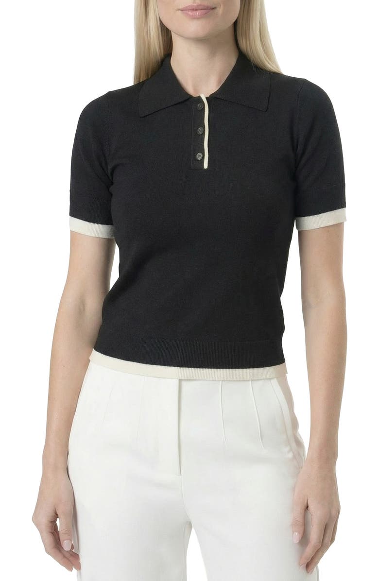 AREA STARS Contrast Trim Polo, Alternate, color, Black Ivory