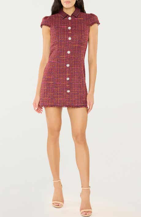 LIKELY Riello Fringe Tweed Minidress