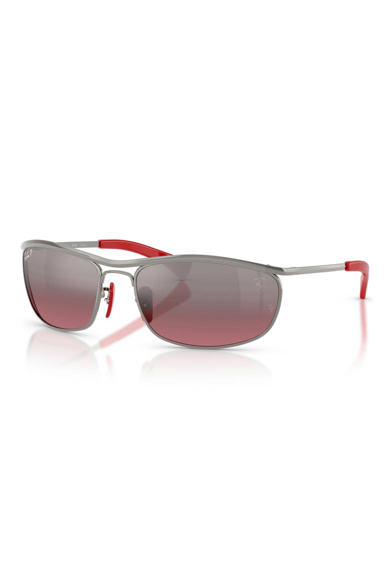 x Ferrari 62mm Polarized Oversize Oval Sunglasses, Alternate, color, GUNMETAL / POLAR WINE