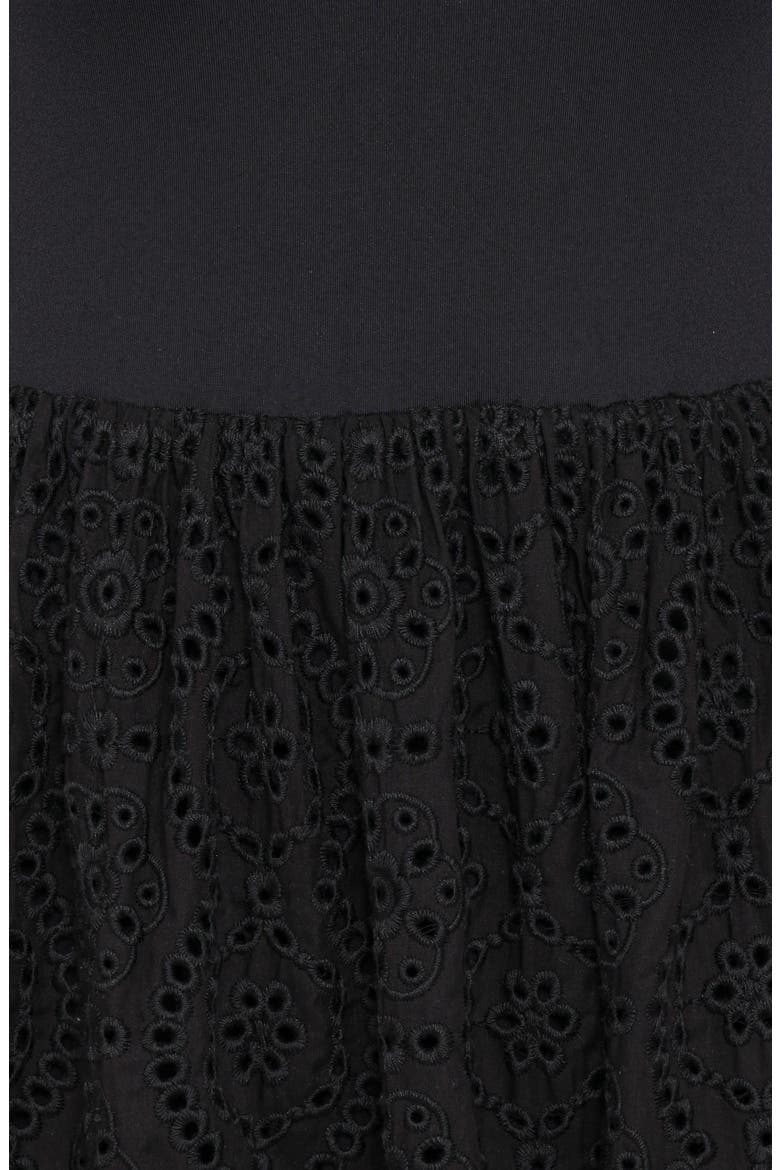 Alva Eyelet Midi Dress, Alternate, color, BLACK BRODERIE