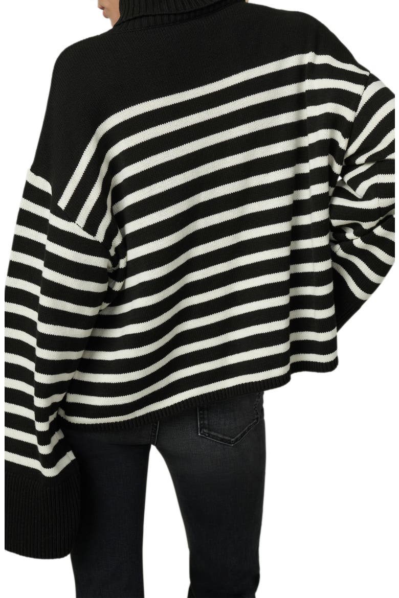The Penelope Stripe Sweater, Alternate, color, BLACK WITH WHITE S