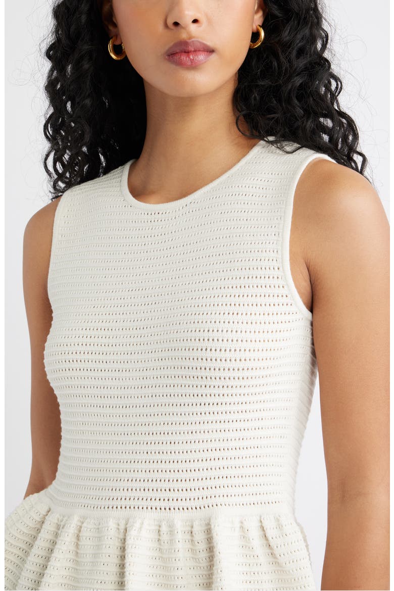 Open Stitch Peplum Sweater Tank, Alternate, color, IVORY DOVE