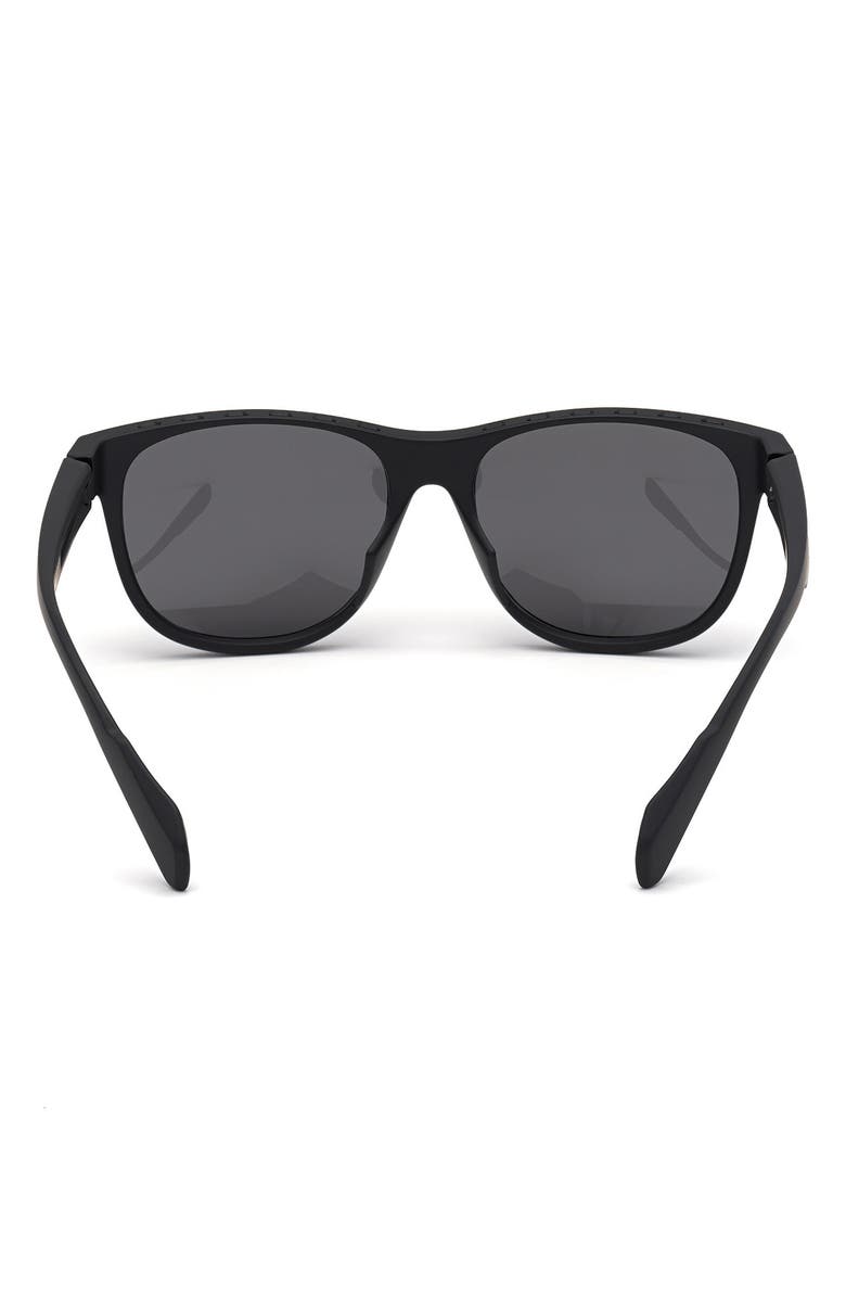 adidas 55mm Round Sunglasses, Alternate, color, Matte Black / Smoke Polarized