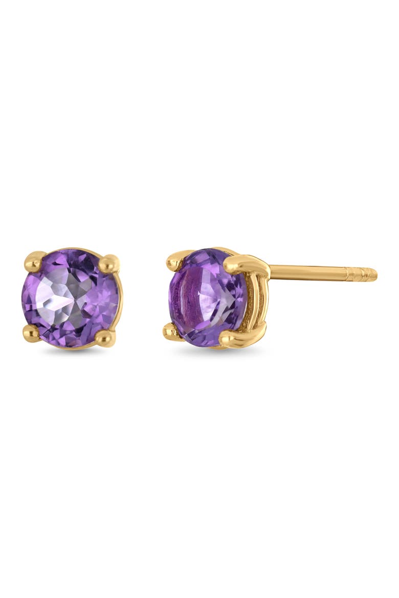 BLC 14K Gold Amethyst Stud Earrings, Main, color, 14K YELLOW GOLD