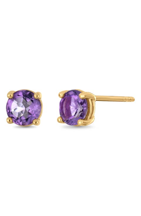 BLC 14K Gold Amethyst Stud Earrings