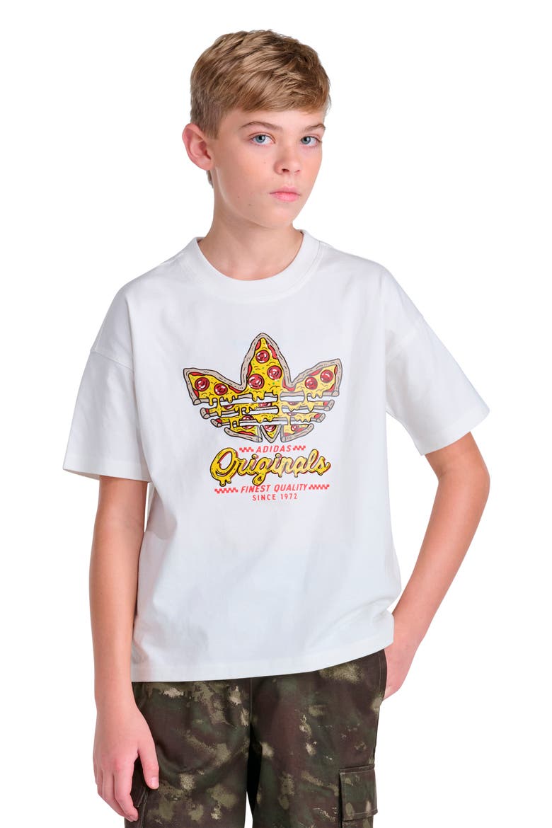Kids' Trefoil Pizza Graphic T-Shirt, Main, color, OFF WHITE