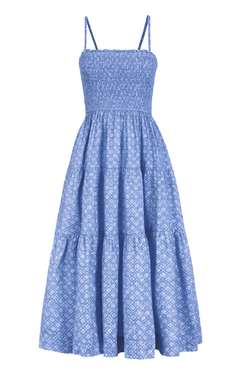 Change of Scenery Kristen Smocked Tiered Midi Dress, Alternate, color, Meridien Breeze