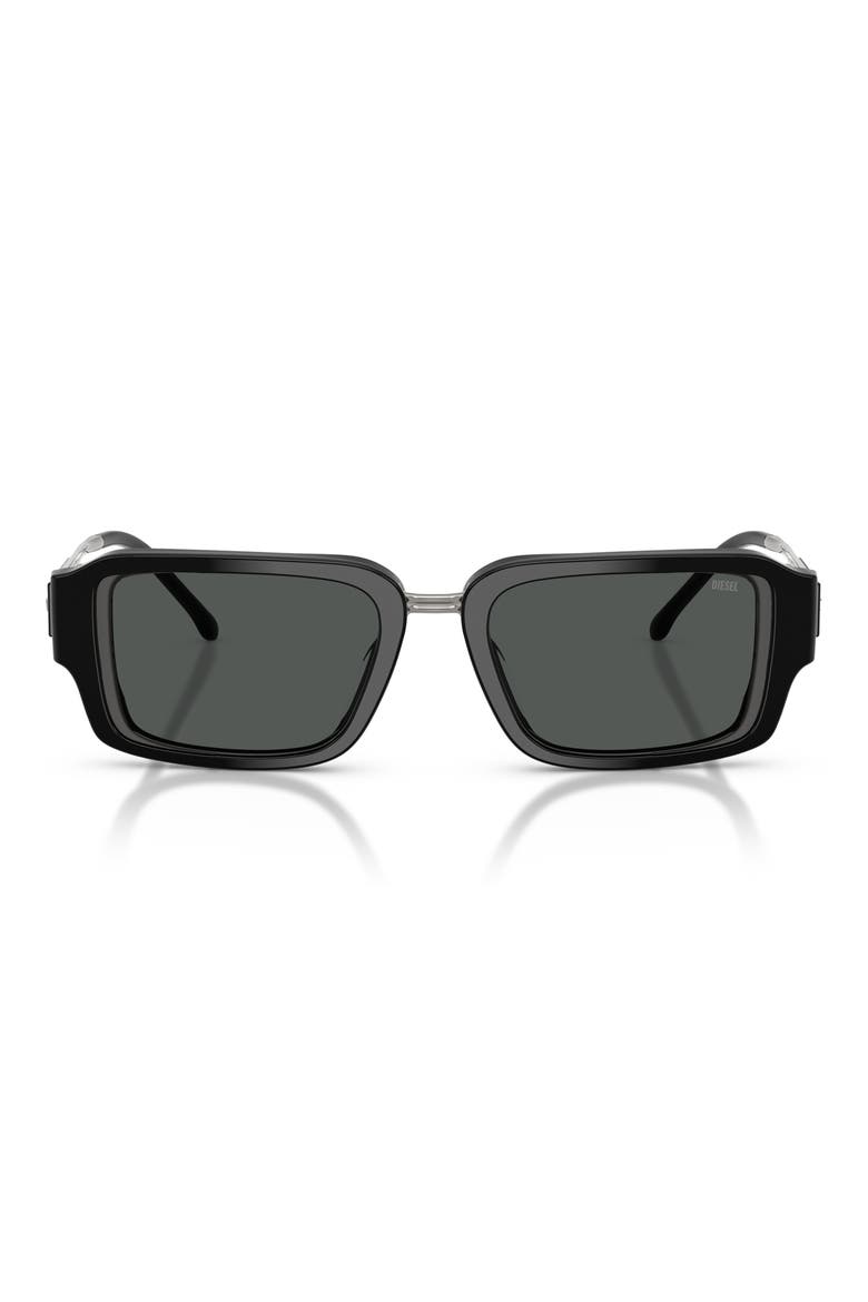 52mm Rectangular Sunglasses, Main, color, BILAYER BLACK / DARK GREY
