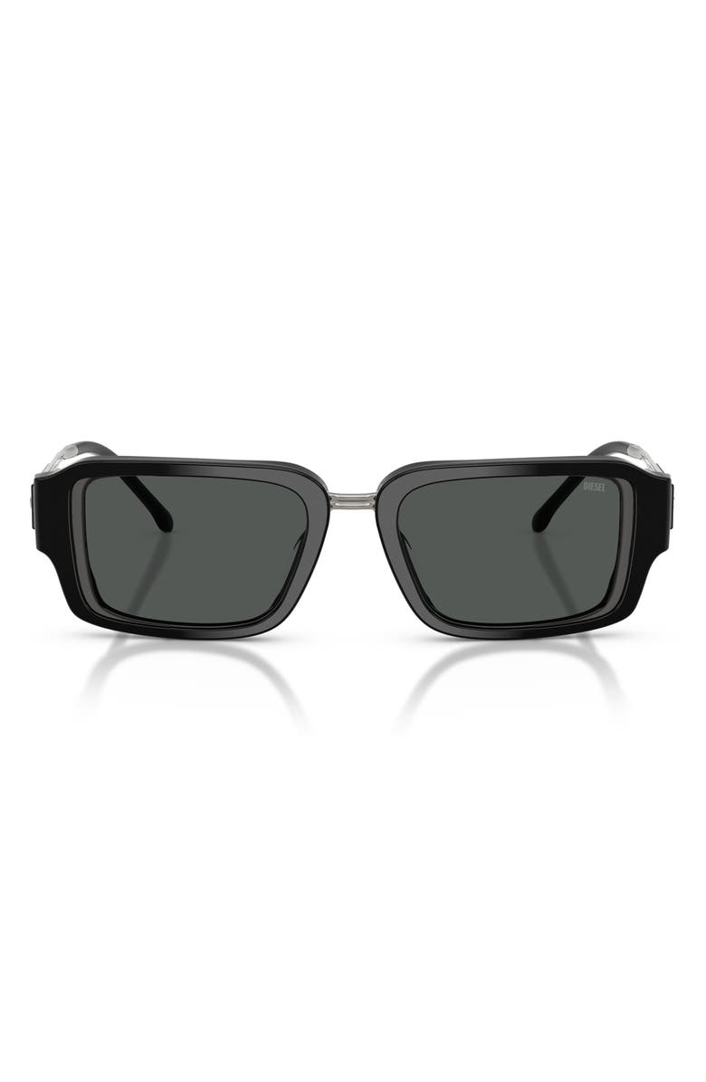 DIESEL<sup>®</sup> 52mm Rectangular Sunglasses, Main, color, Bilayer Black / Dark Grey
