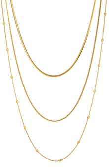 Tarnish Resistant 18K Gold Plate 3-Layer Connected Chain Necklace