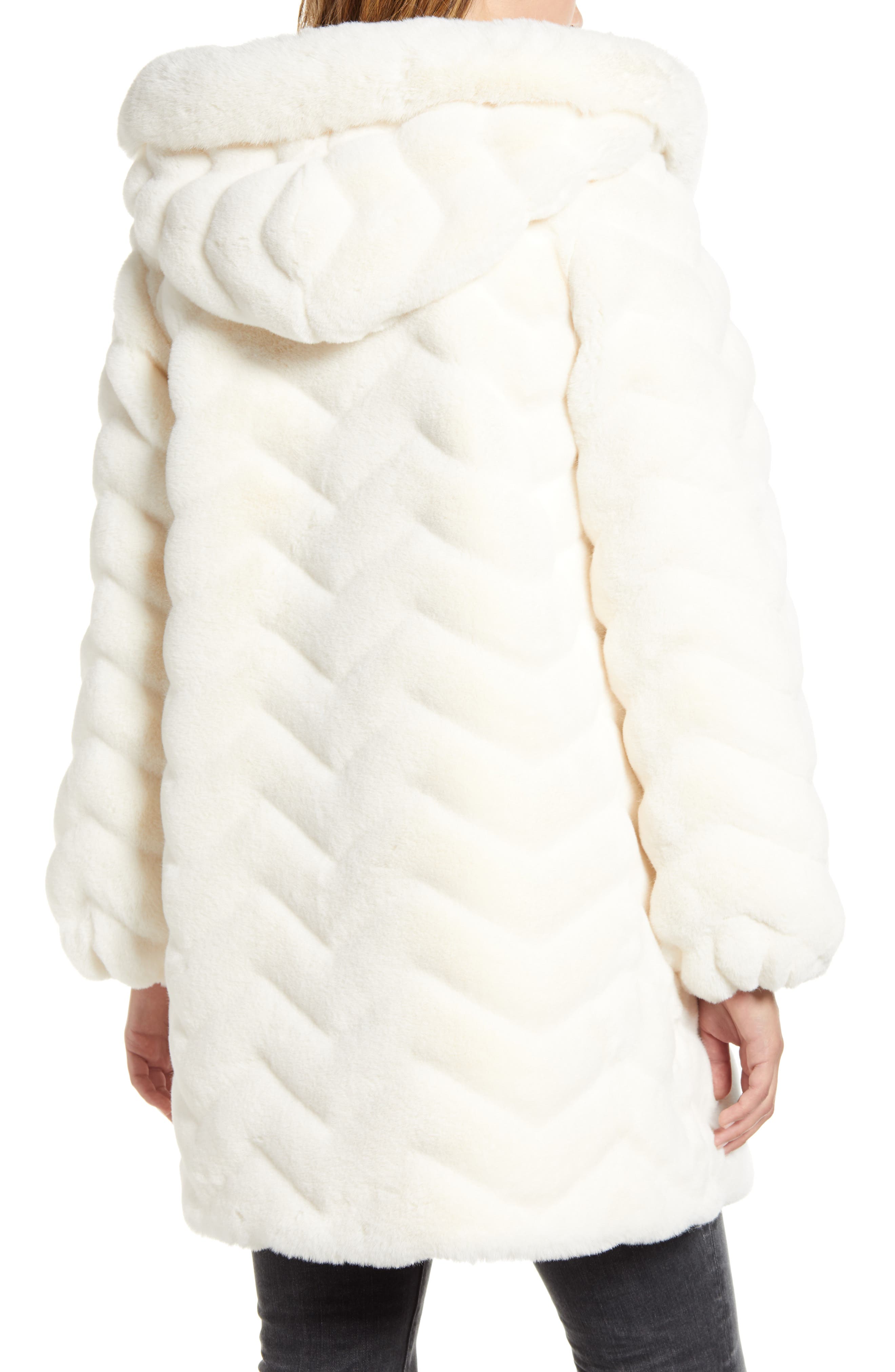 Grooved Faux Fur Hooded Jacket - image 4