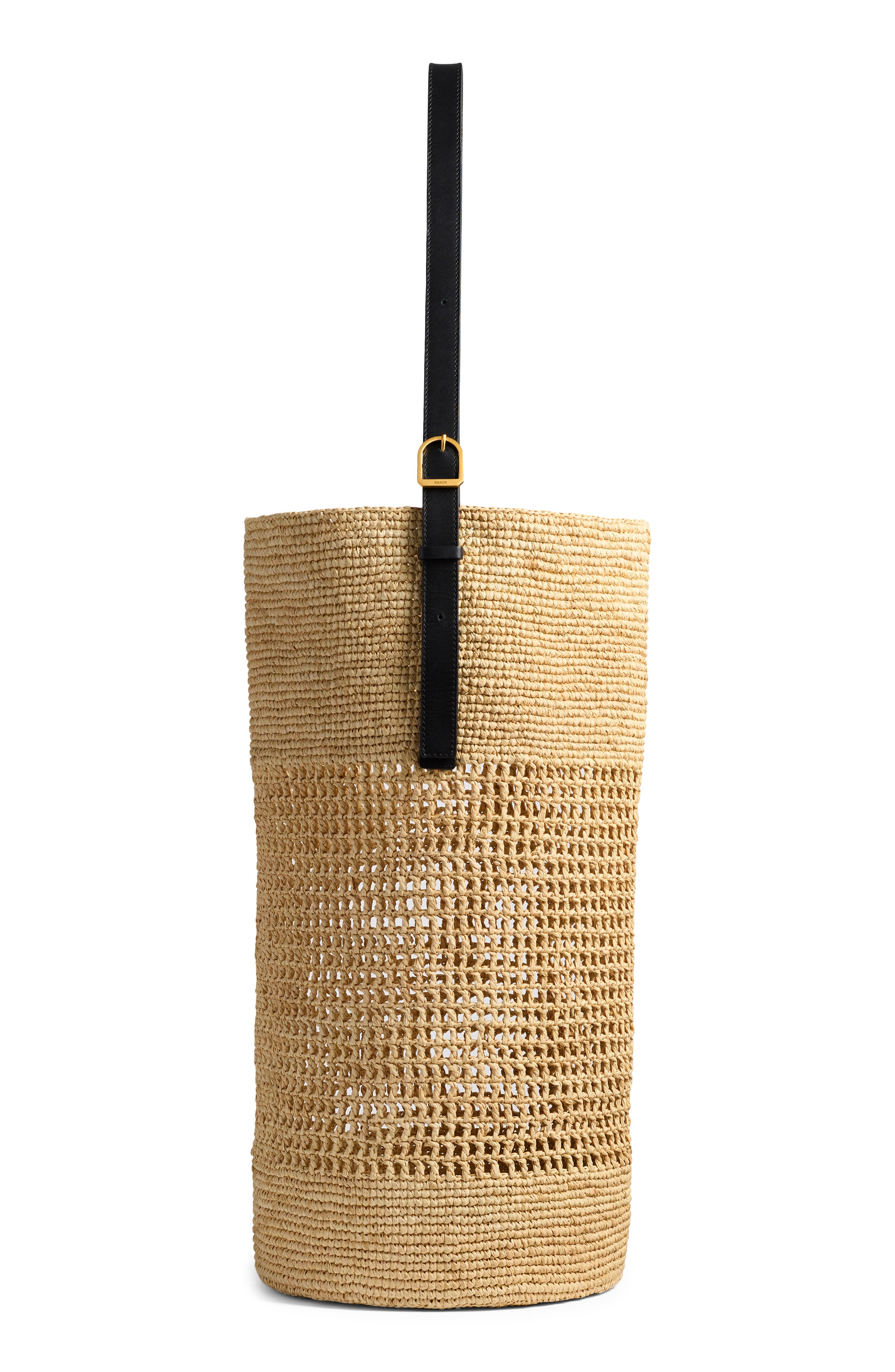 Khaite Billie Raffia Bucket Bag, Alternate, color, 