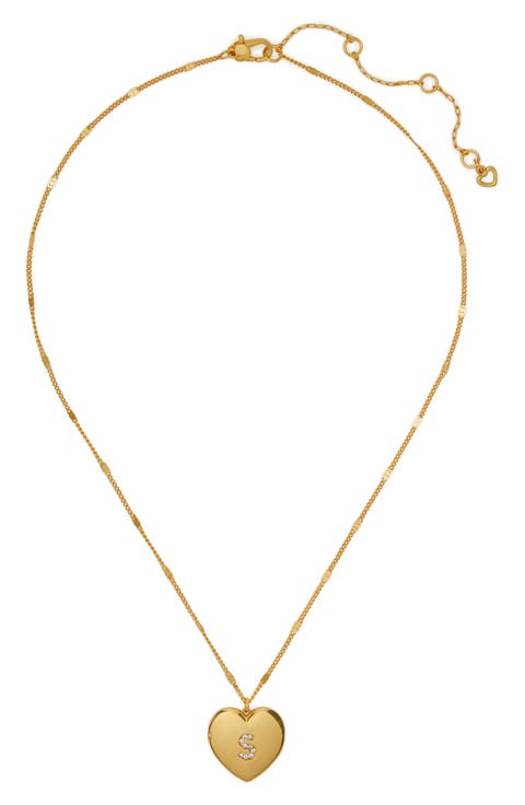 crystal initial heart locket necklace