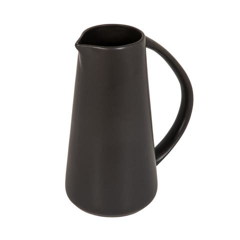 Modern Stoneware Pitcher, Black