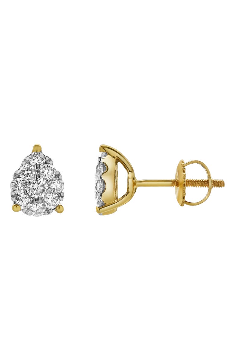 LuvMyJewelry Lab Grown Diamond Pear Cluster Stud Earrings, Main, color, 14K Yellow Gold