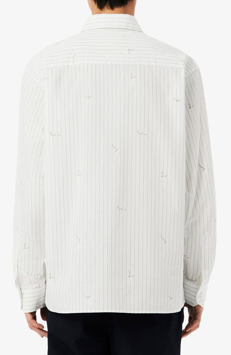 Lacoste Stripe Jacquard Print Button-Up Shirt, Alternate, color, Flour