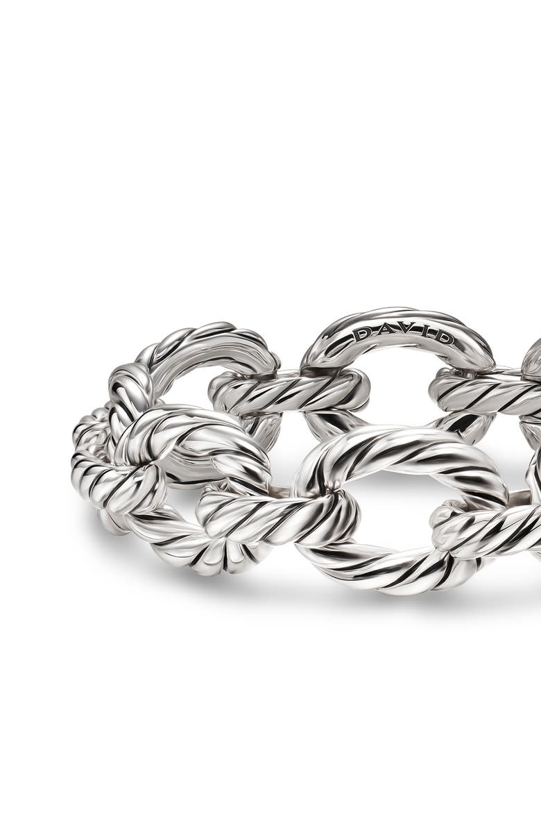 David Yurman Sculpted Cable Oval Link Bracelet in Sterling Silver, 18mm, Alternate, color, Silver