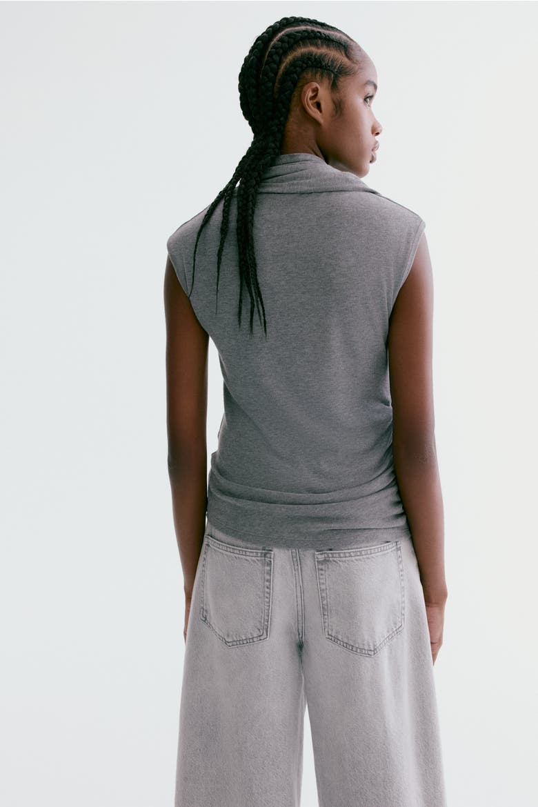Top With Scarf Collar, Alternate, color, Dark gray melange