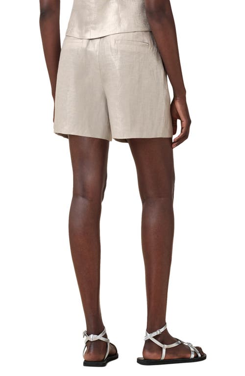 Allsaints Womens Silver Grey Averie Metallic Linen Shorts
