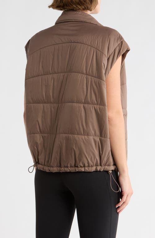Z By Zella Channel Quilted Puffer Vest In Brown