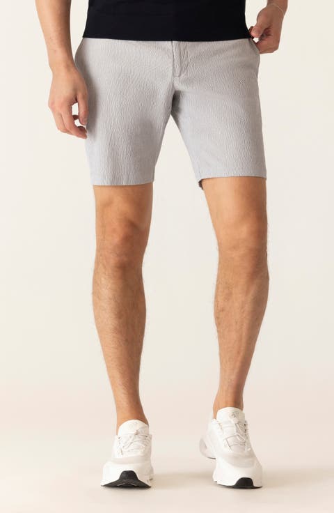 Galaxy Bermuda Flat Front Cotton Seersucker Shorts