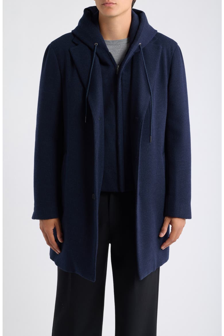 Turner Wool and Cashmere Hooded Overcoat, Main, color, BLUE WINDOWPANE