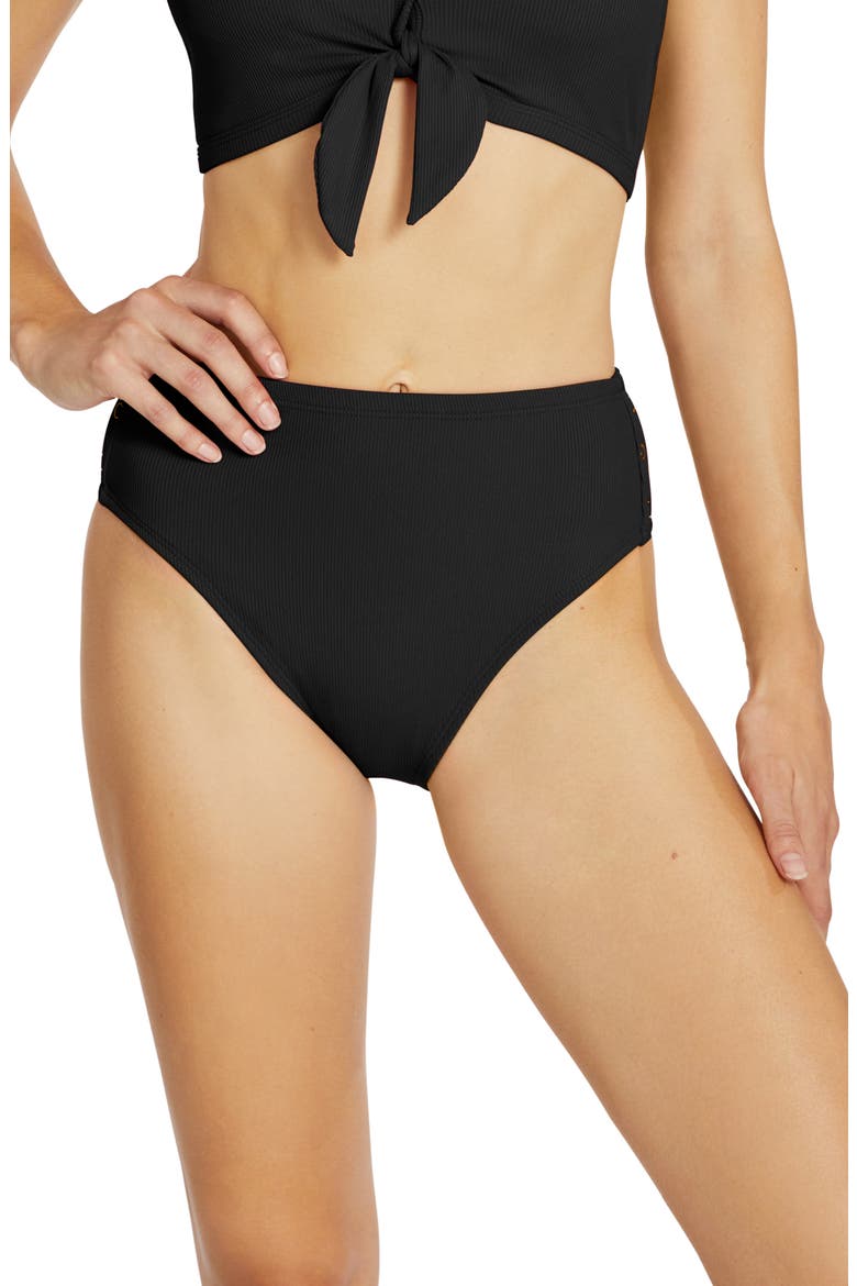 Amy High Waist Bikini Bottoms, Main, color, LICORICE