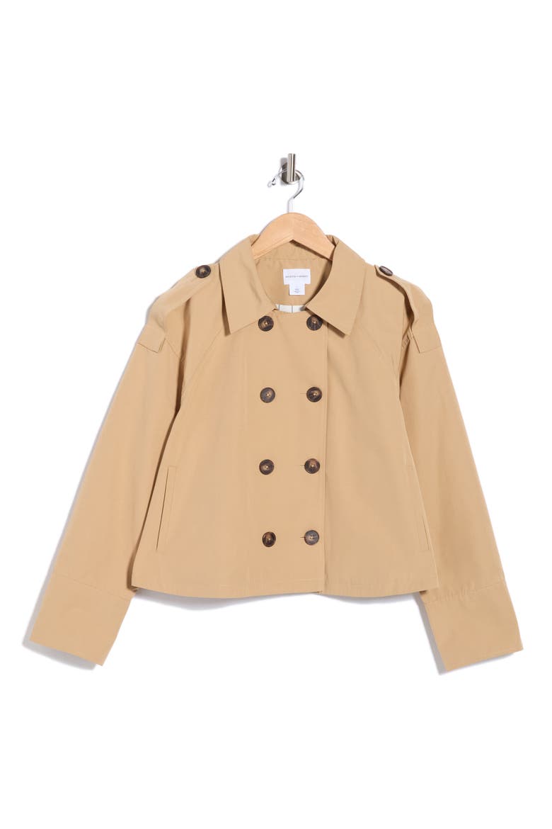 Crop Double Breasted Jacket, Alternate, color, TAN