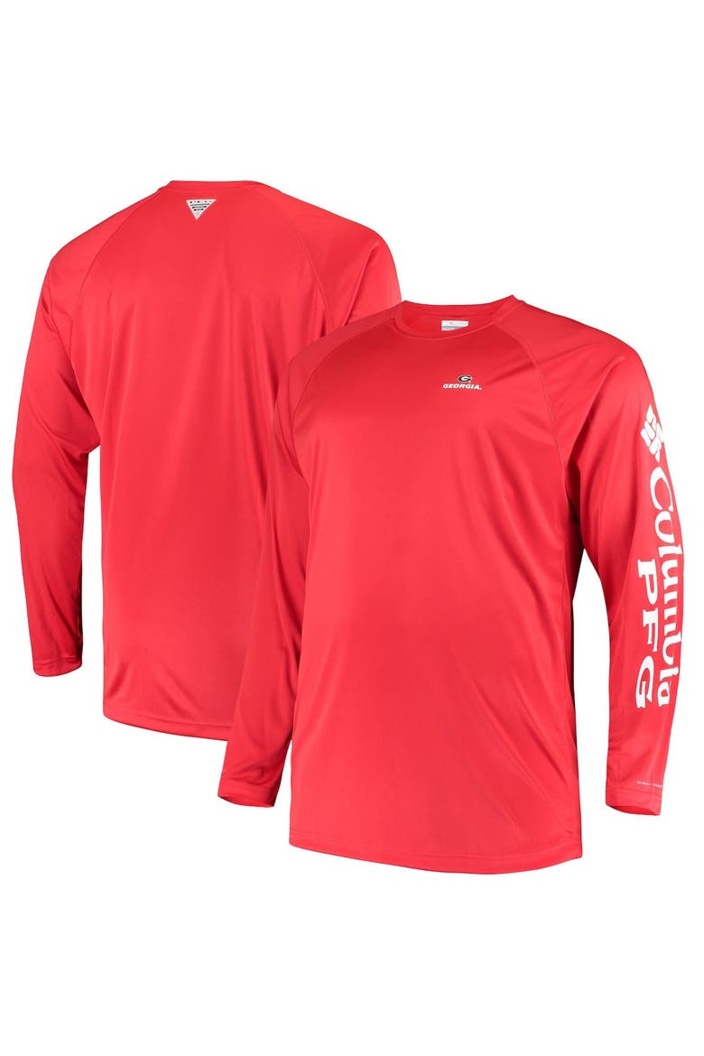 Men's Columbia Red Georgia Bulldogs Big & Tall Terminal Tackle Long Sleeve Omni-Shade T-Shirt, Main, color, Red