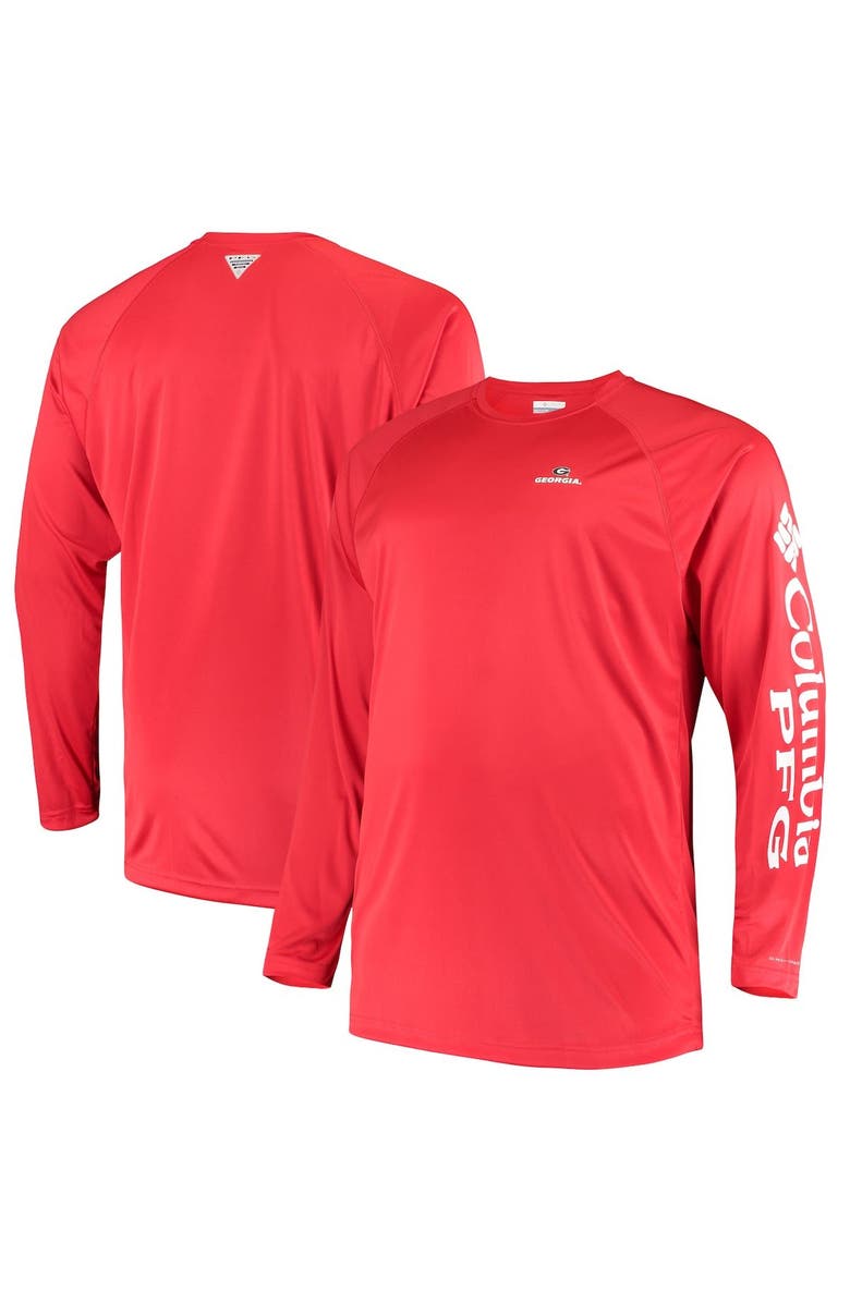 Columbia Men's Columbia Red Georgia Bulldogs Big & Tall Terminal Tackle Long Sleeve Omni-Shade T-Shirt, Main, color, Red