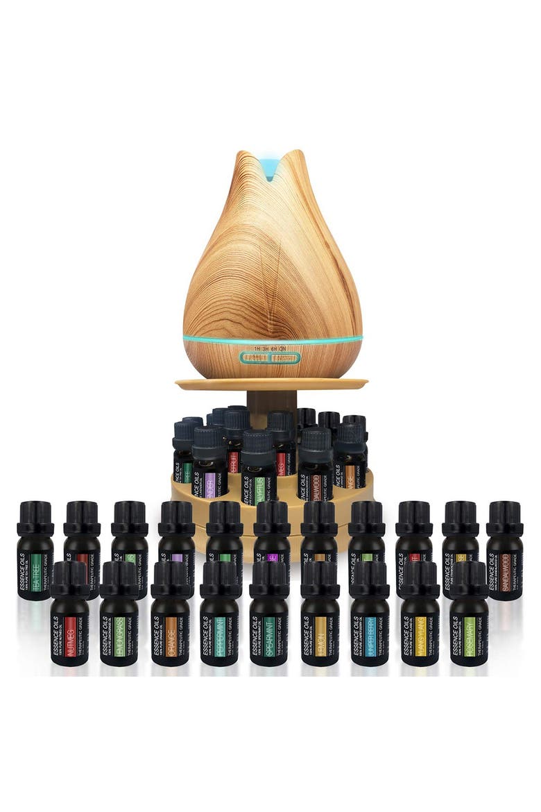 Ultimate Aromatherapy 400ml Essence Diffuser with Rotating Display Stand & 20 Essential Oils, Main, color, NO COLOR