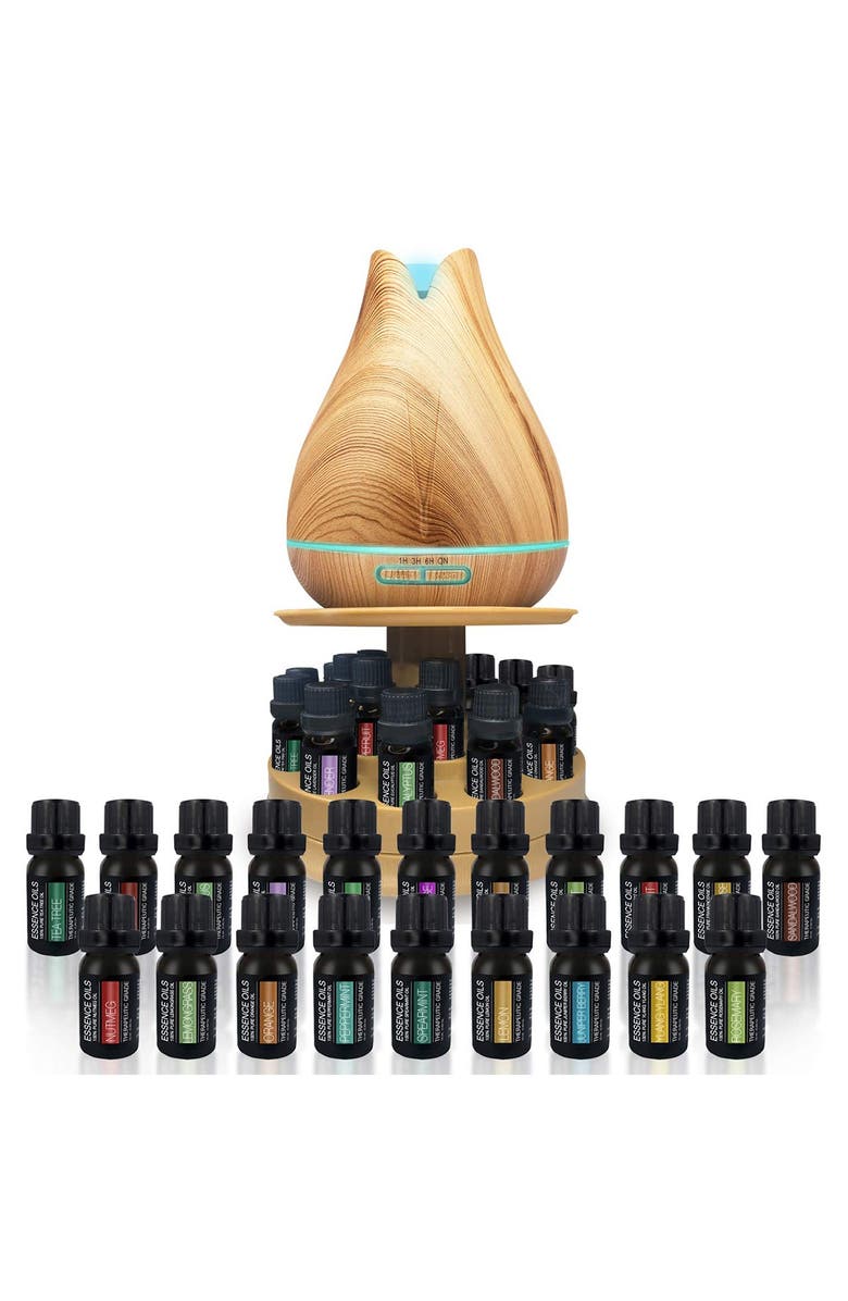 PURE DAILY CARE Ultimate Aromatherapy 400ml Essence Diffuser with Rotating Display Stand & 20 Essential Oils, Main, color,