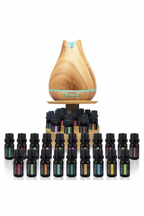 PURE DAILY CARE Ultimate Aromatherapy 400ml Essence Diffuser with Rotating Display Stand & 20 Essential Oils