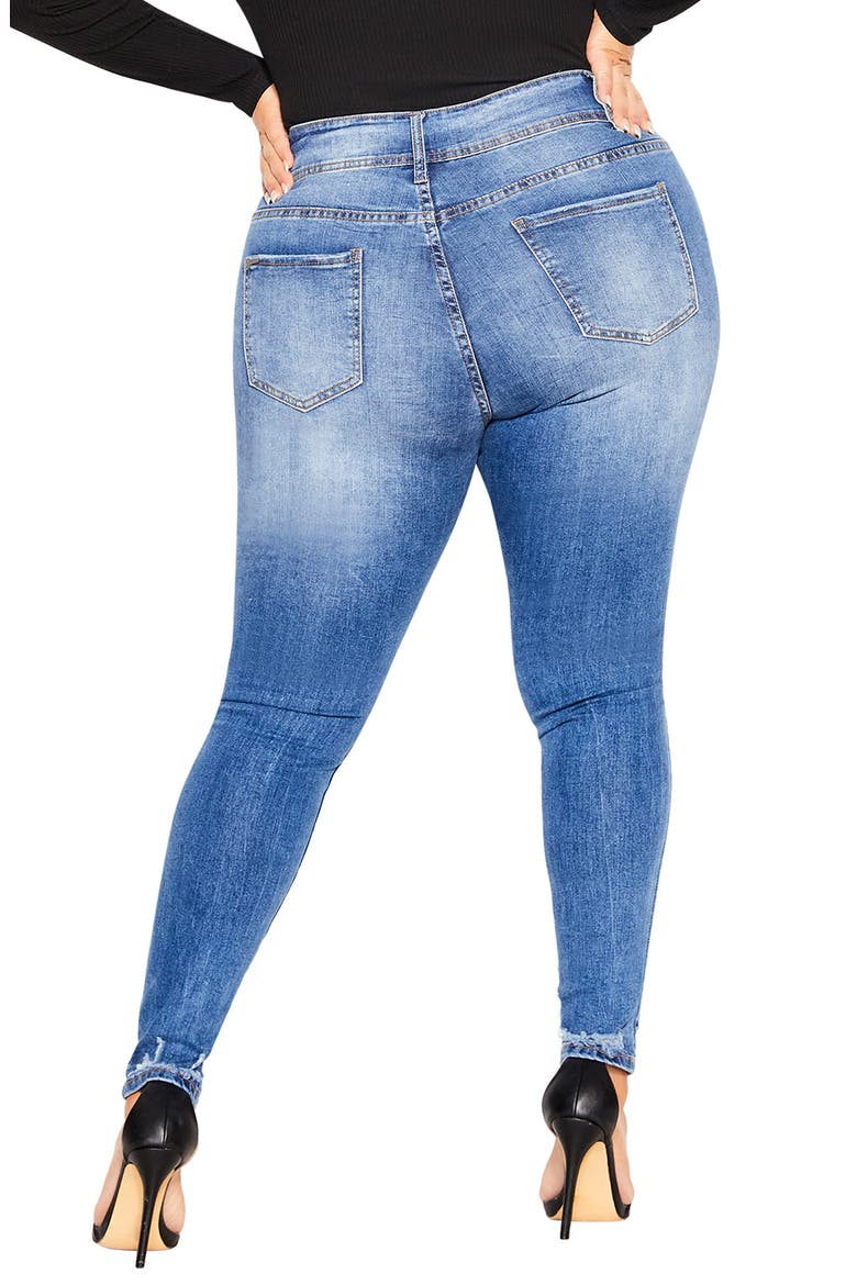 Escape Distressed High Waist Skinny Jeans, Alternate, color, MID DENIM