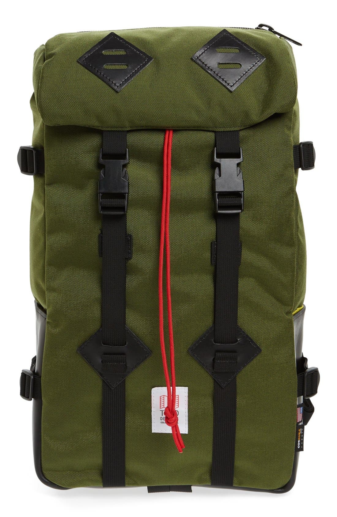 'Klettersack' Backpack, Main, color, OLIVE/ BLACK LEATHER