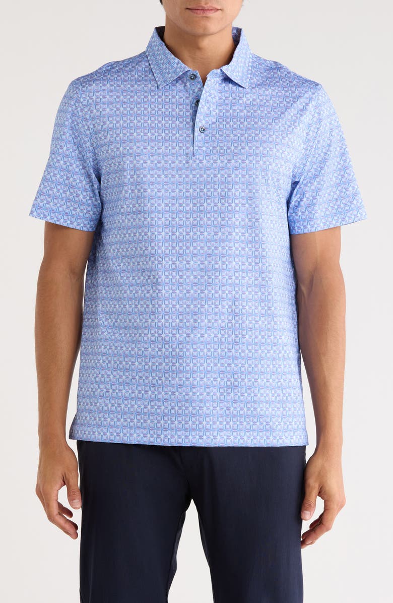 Bugatchi Victor Short Sleeve 8-Way Stretch OoohCotton<sup>®</sup> Knit Polo, Main, color, Air Blue
