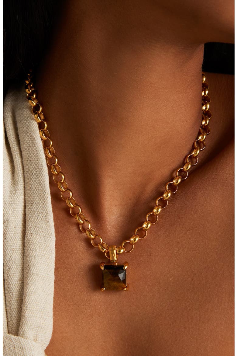 Nomad Stone Pendant Necklace, Alternate, color, TIGER EYE/ GOLD