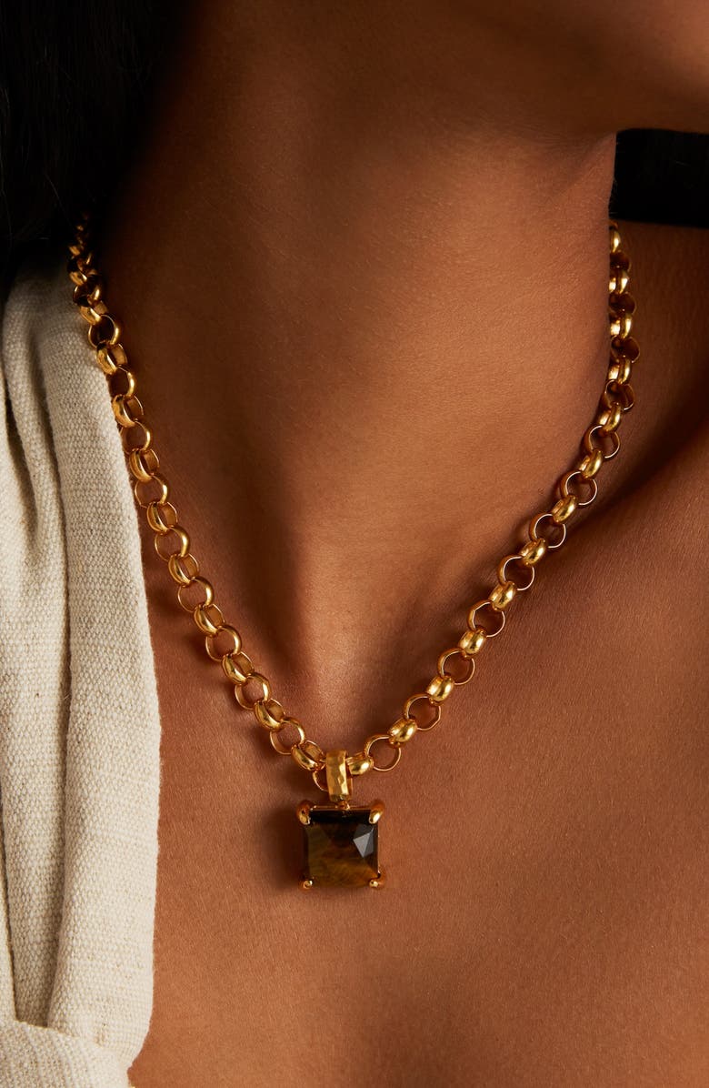 Dean Davidson Nomad Stone Pendant Necklace, Alternate, color, Tiger Eye/ Gold