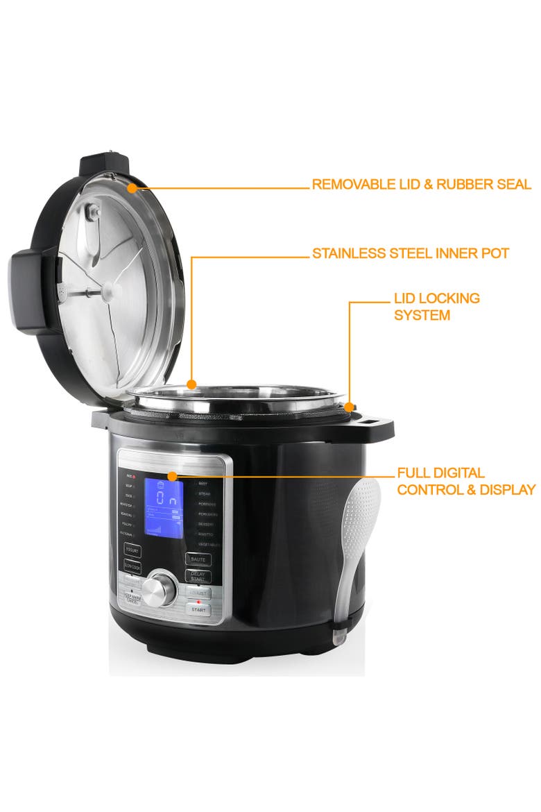 6 Quart Stainless Steel Electric Digital Pressure Cooker with Lid, Alternate, color, Grey