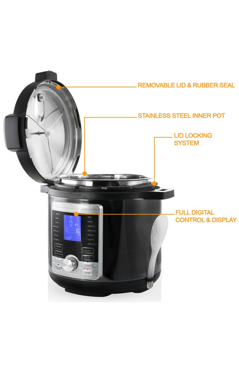 Megachef 6 Quart Stainless Steel Electric Digital Pressure Cooker with Lid, Alternate, color, Grey