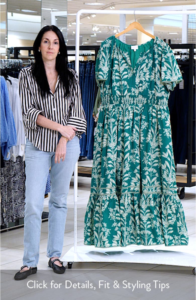 Floral Print Smocked Waist Maxi Dress, sales video thumbnail