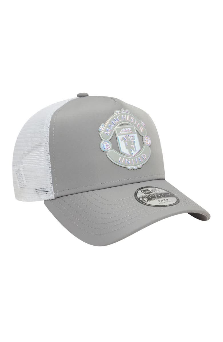 New Era Youth New Era Gray Manchester United Iridescent Trucker Adjustable Hat, Alternate, color,