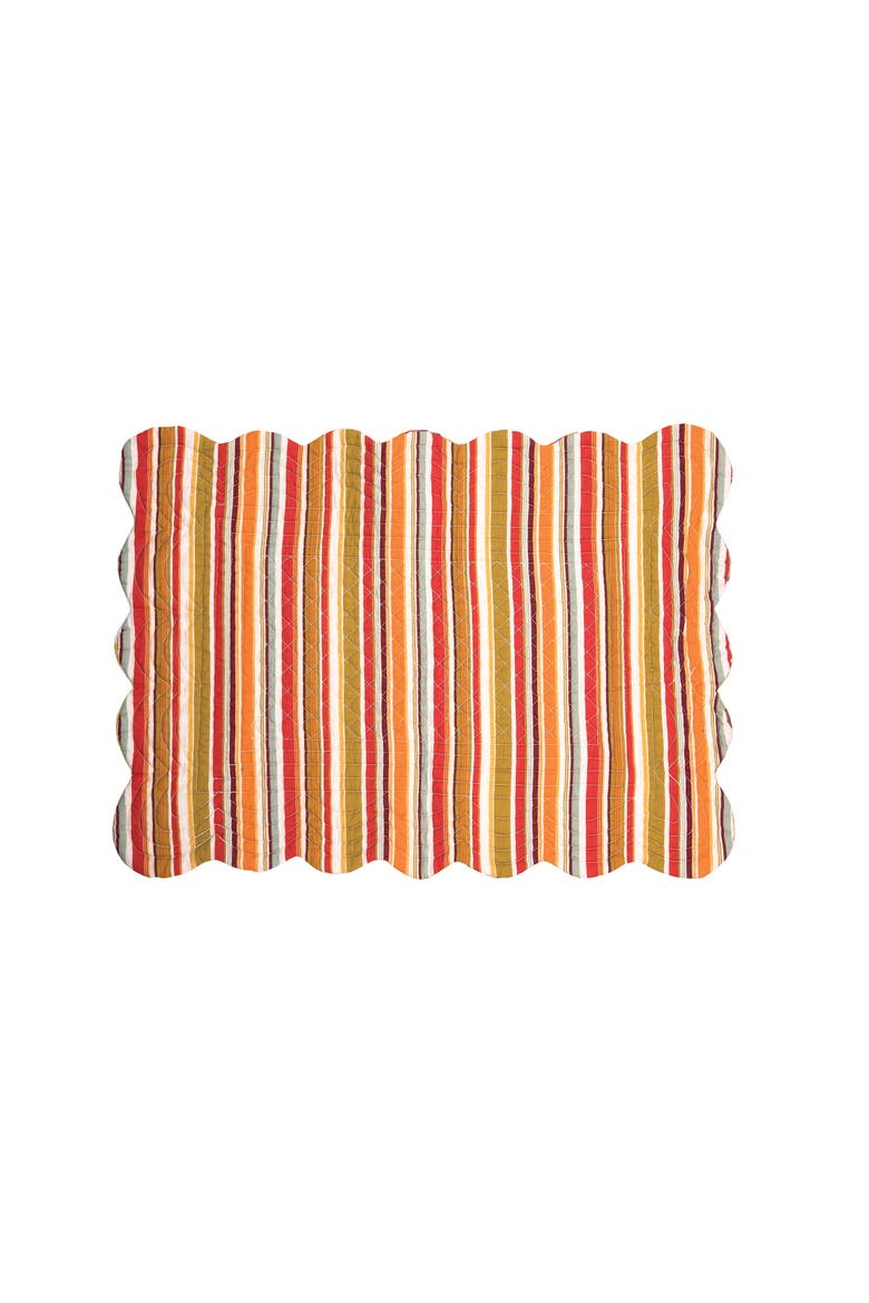 Watercolor Pumpkin Quilted 100% Cotton Rectangle Set of 6 Placemats 13" x 19", Alternate, color, Orange