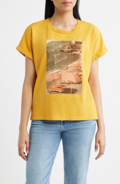 Cuffed Stretch Cotton Graphic T-Shirt