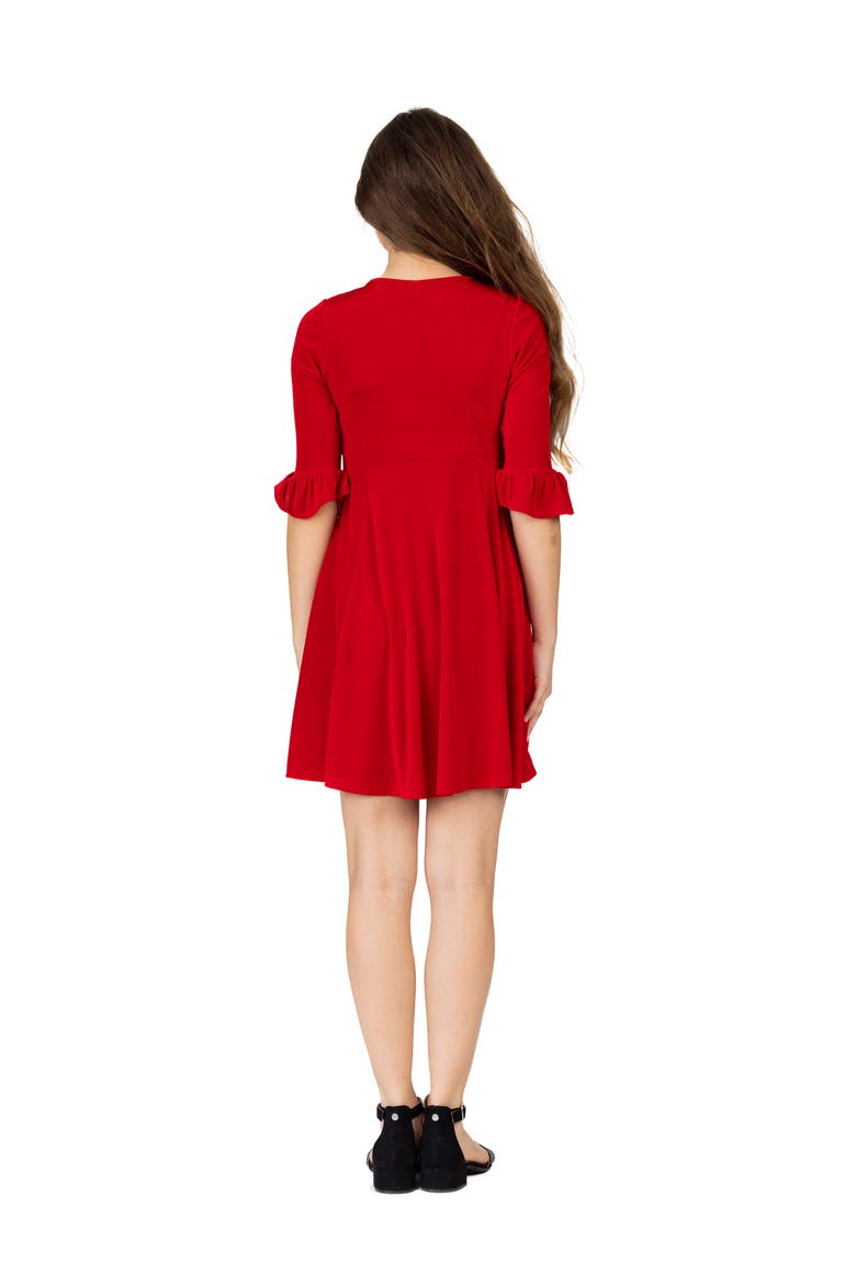 Elbow Length Sleeve Fit and Flare Party Dress, Alternate, color, Red