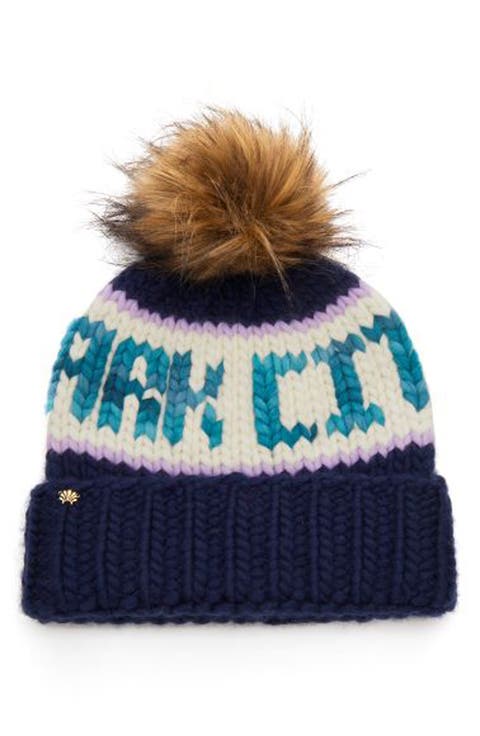 Park City Faux Fur Pompom Merino Wool Beanie