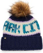 Lele Sadoughi Park City Faux Fur Pompom Merino Wool Beanie