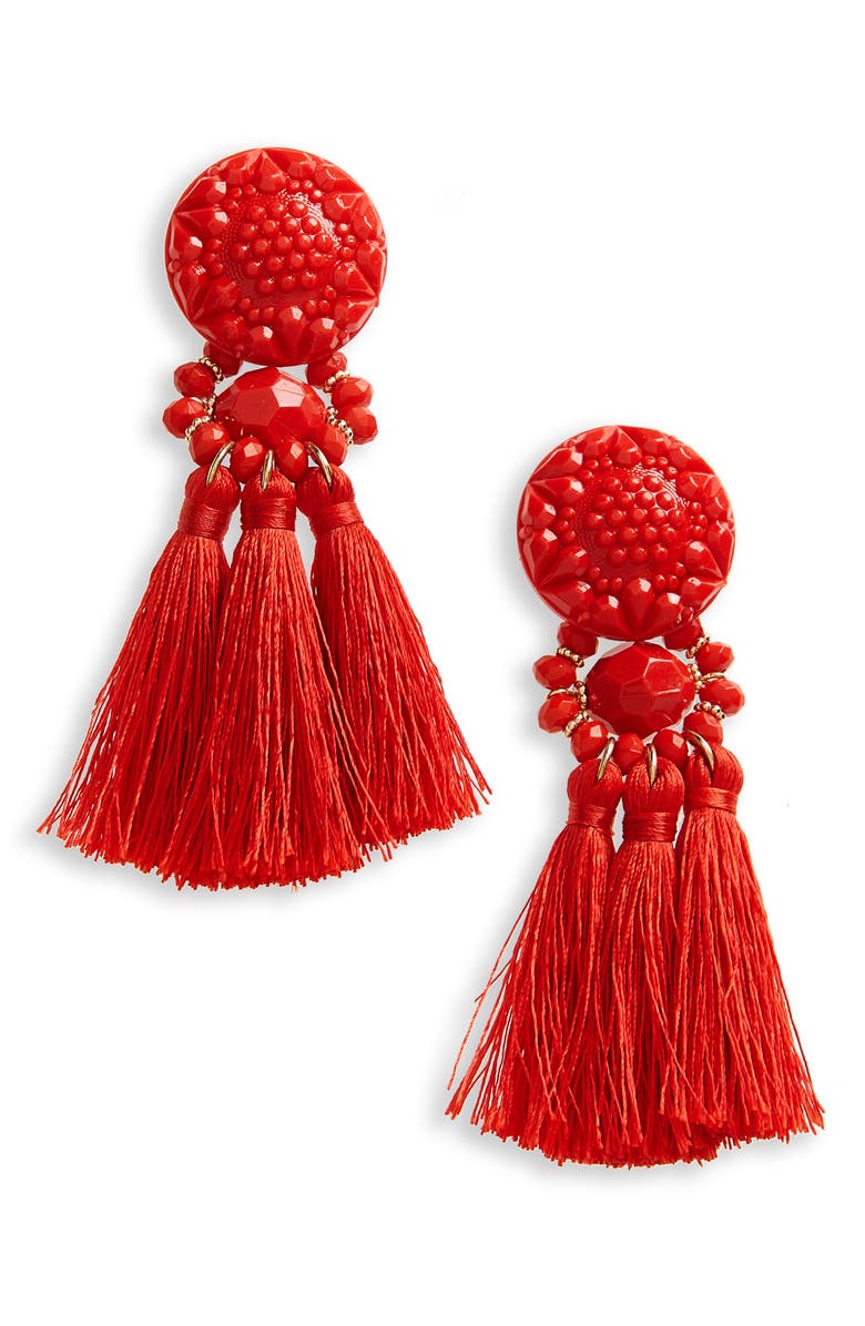 Topshop Beaded Tassel Earrings, Main, color,