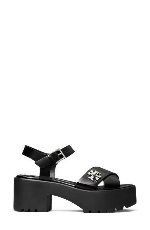 Tory Burch Turnlock Lug Sole Platform Sandal In Black